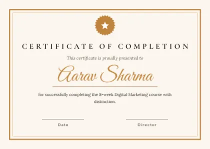 Course Certificate template