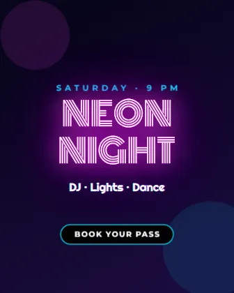Neon Party Night Poster template preview